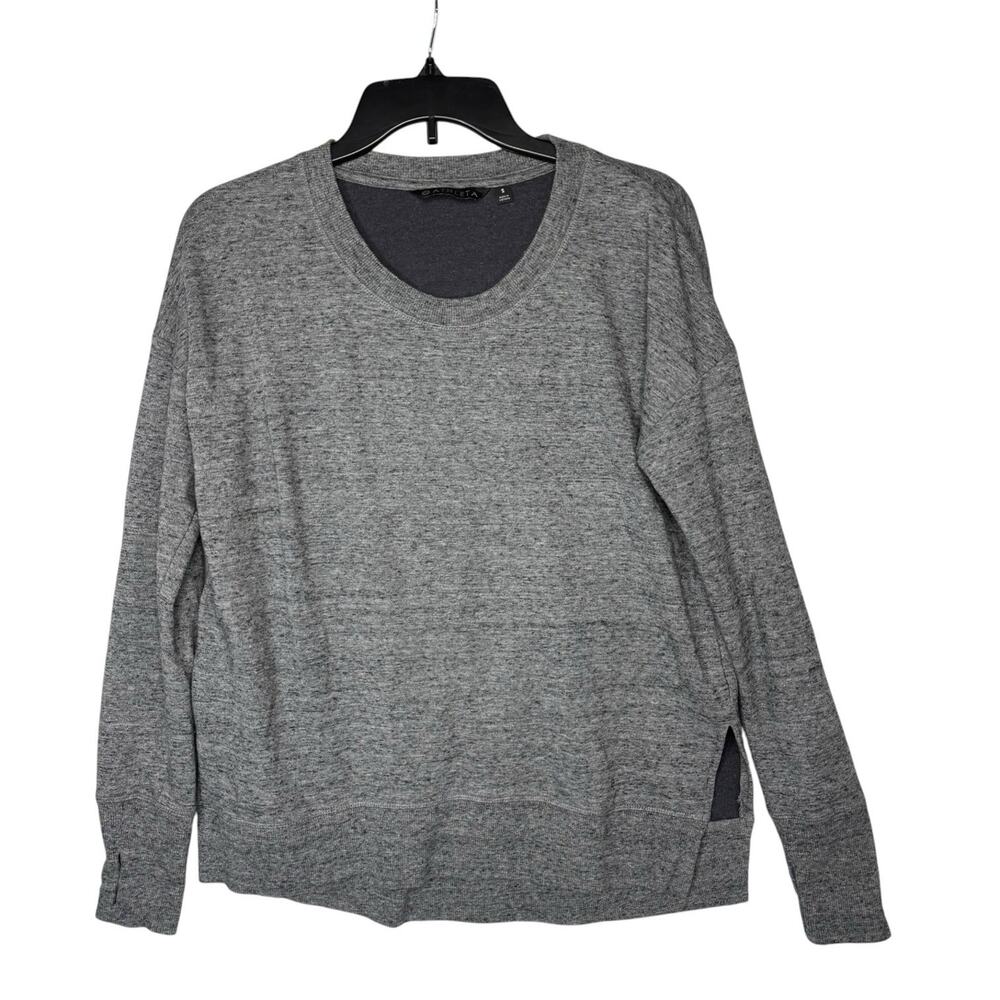 Athleta Women Sm Gray Coaster Luxe Crew Neck Long Sleeve thumb hole sweatshirt